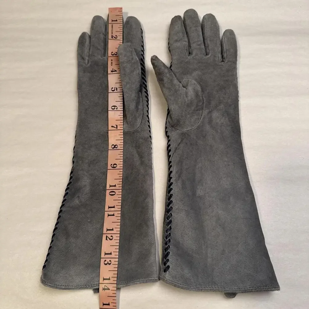 Vintage 60s‎ Style Renee’s NY Grey Suede Opera Gloves size M